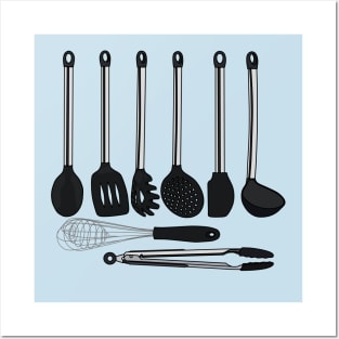 Kitchen utensil cartoon illustration Posters and Art